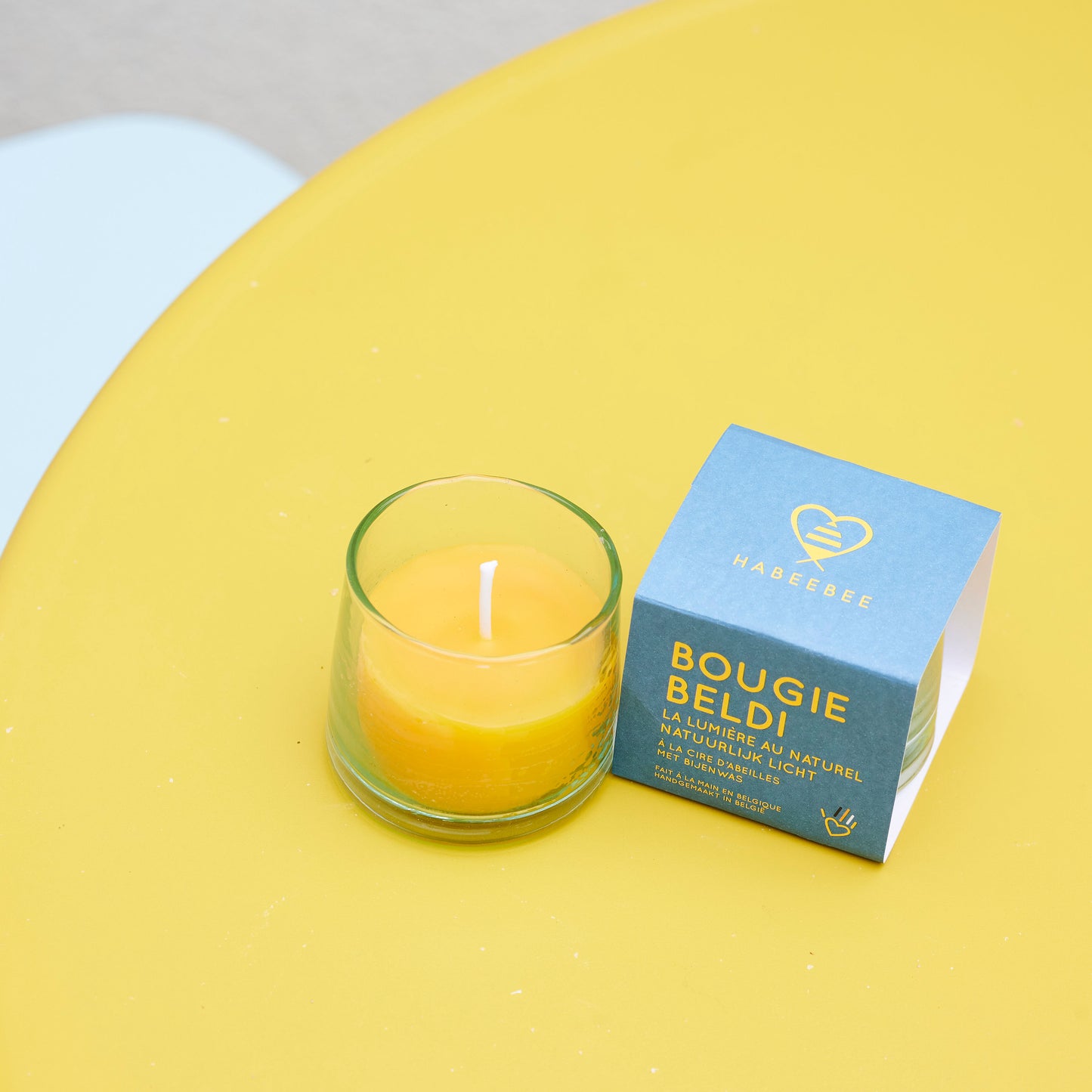 Bougie naturelle cire d'abeille écoresponsable, fabriquée en Belgique