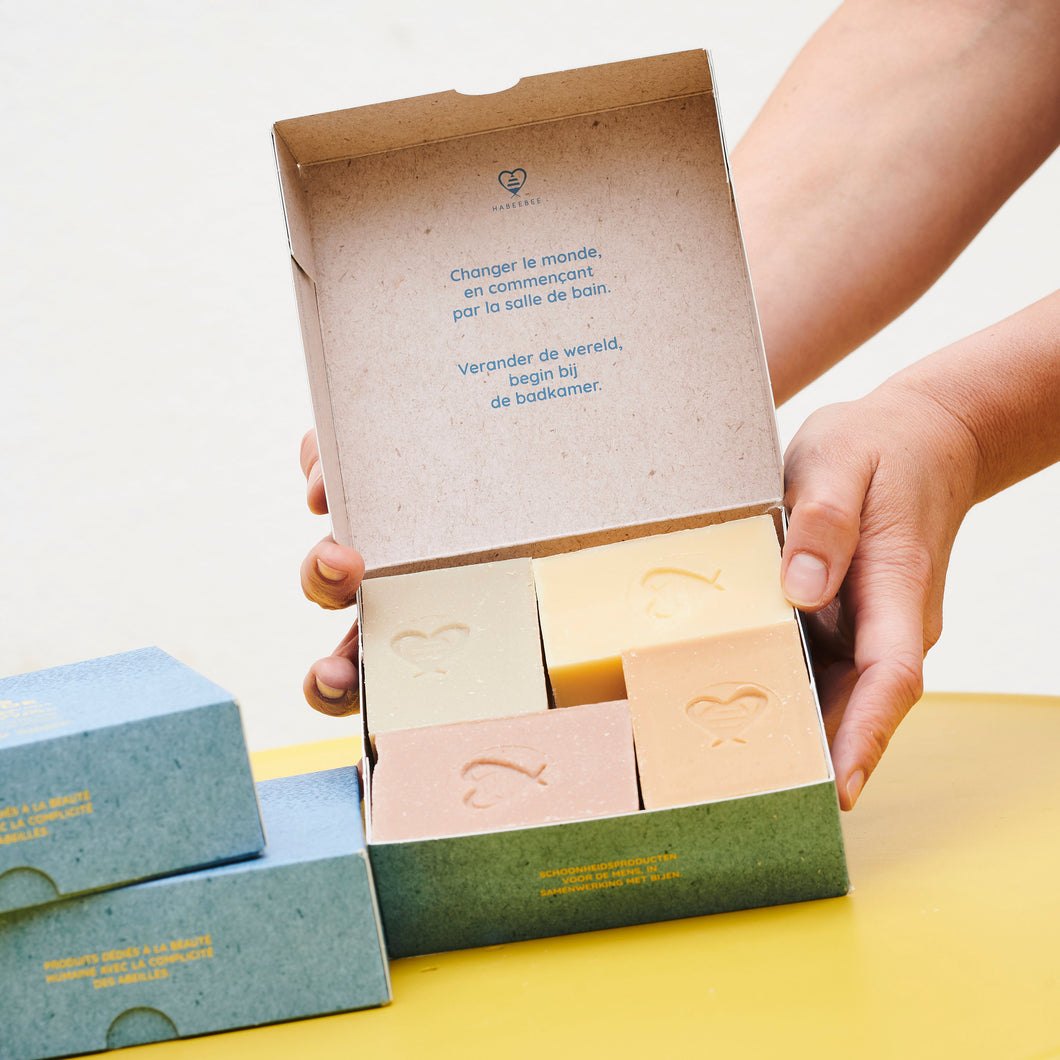 Box cadeau savon en vrac, fabriqué en Belgique dans notre savonnerie artisanale